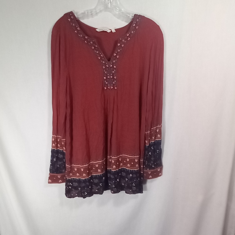 Soft Surroundings Rust Red Parita Tunic Top Size M